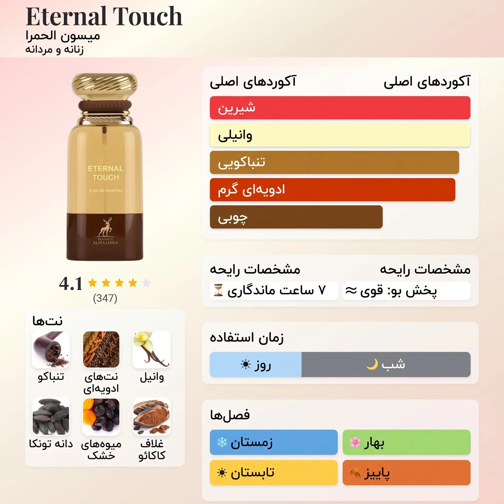 عطر ادکلن الحمبرا اترنال تاچ ( توباکو وانیل) | Maison Alhambra Eternal Touch — تصویر ۲
