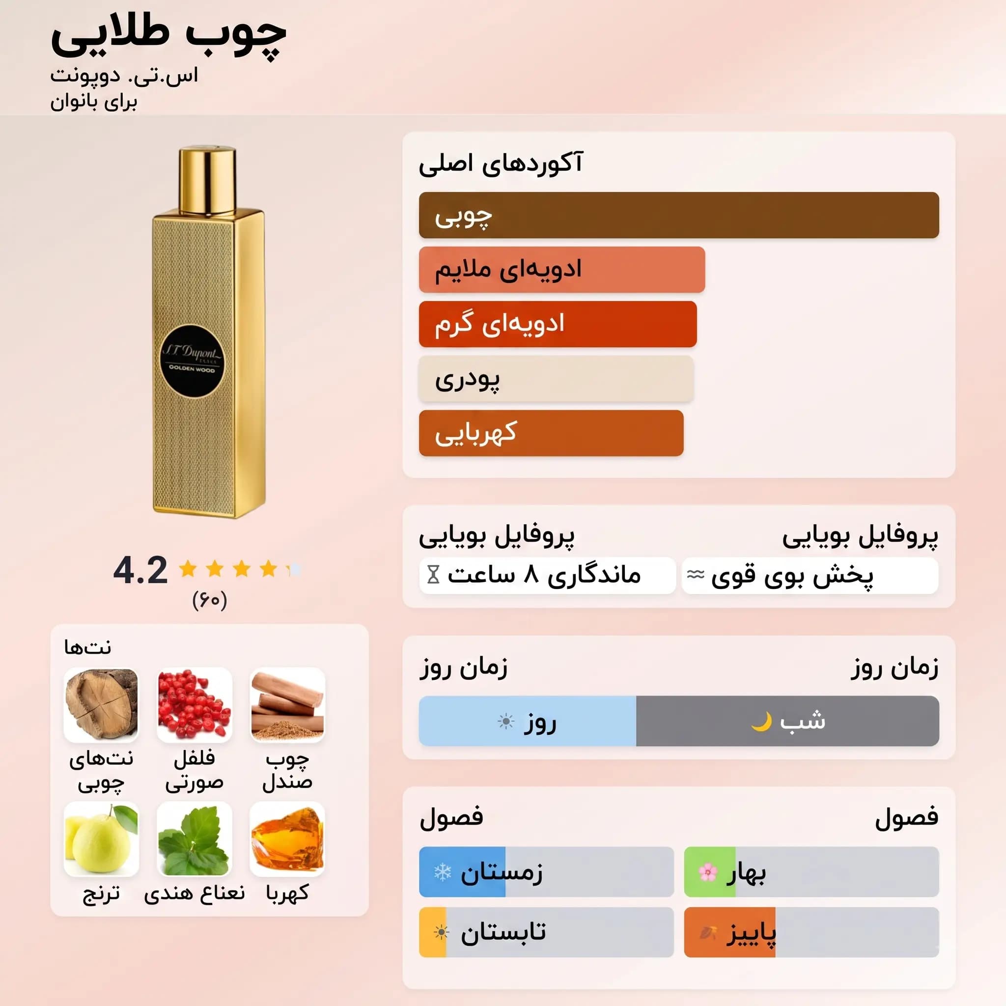 عطر ادکلن اس تی دوپونت گلدن وود اصل | S T Dupont Golden Wood — تصویر ۲