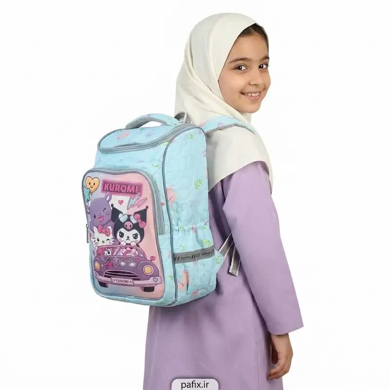 کوله پشتی دخترانه مدل صندوقی طرح فانتزی کرومی کد 10270 — تصویر ۴