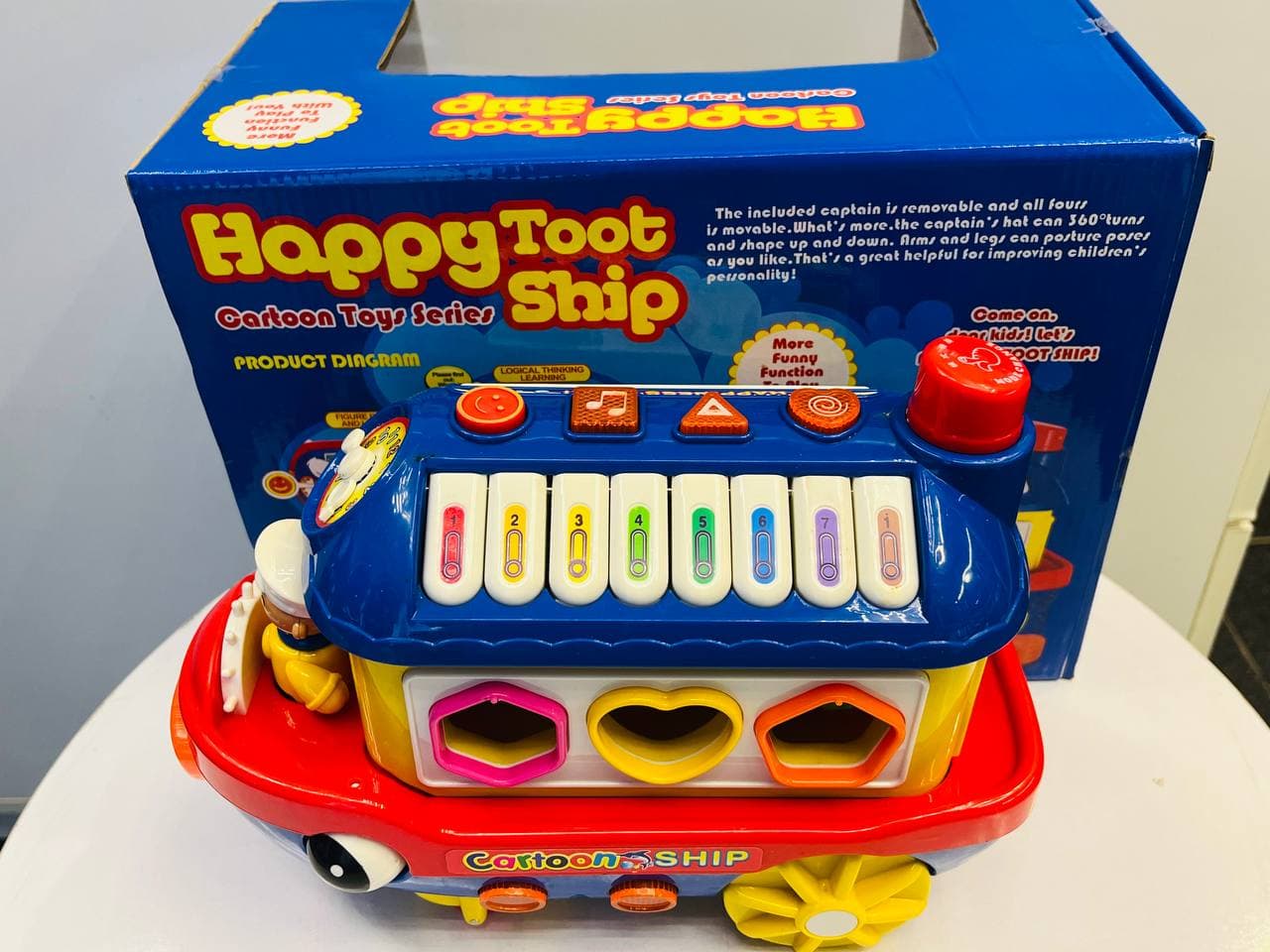 اسباب بازی کشتی موزیکال و حرکتی 4 کاره لگو اموزشی و پیانو موزیکال HAPPY TOOT SHIP — تصویر ۲