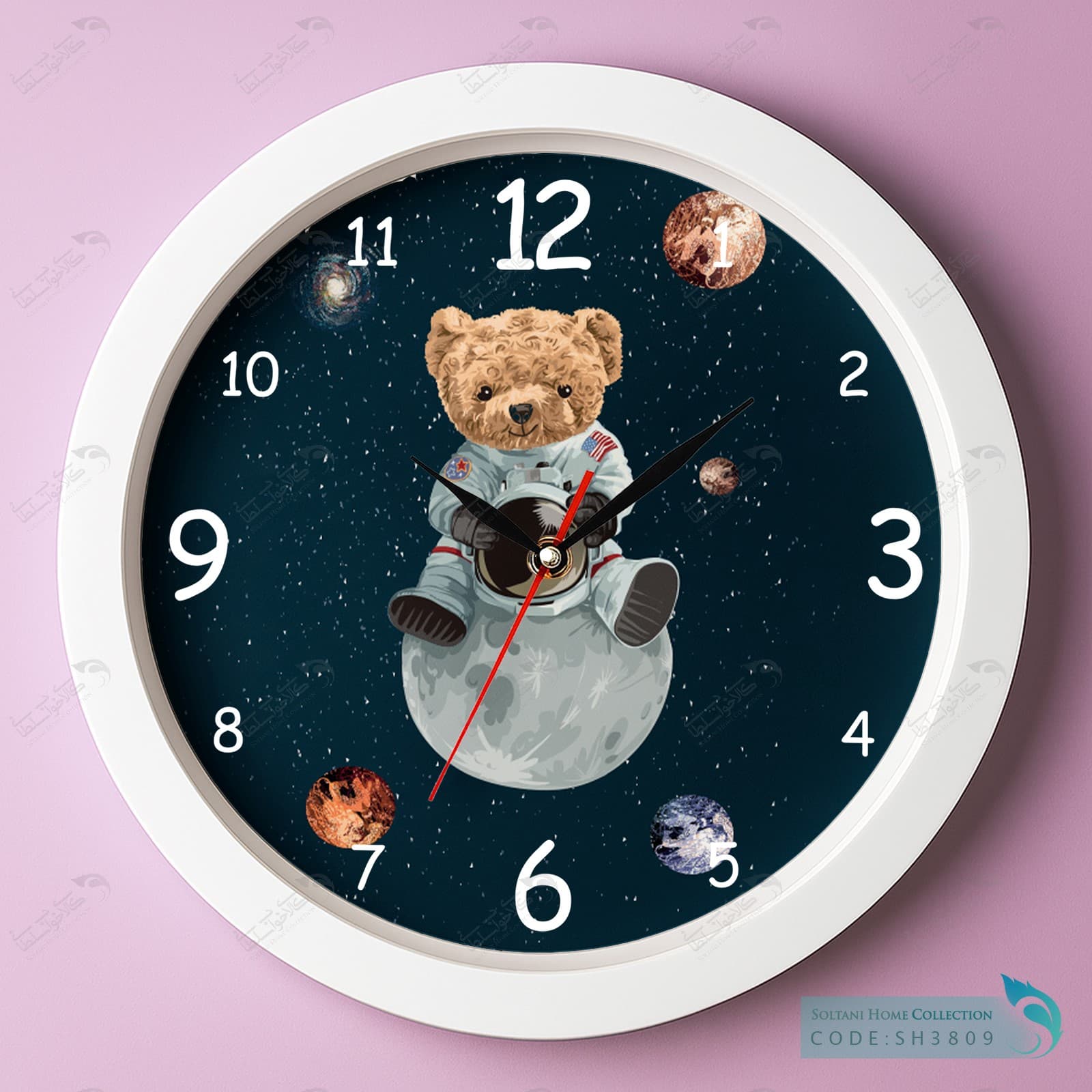 ساعت دیواری پسرانه طرح تدی فضانورد کد SH3809