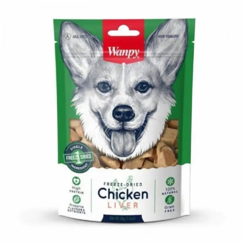تشویقی سگ ونپی با طعم جگر مرغ مدل Freeze Dried Chicken Liver وزن ۴۰ گرم - پیشی هاپو