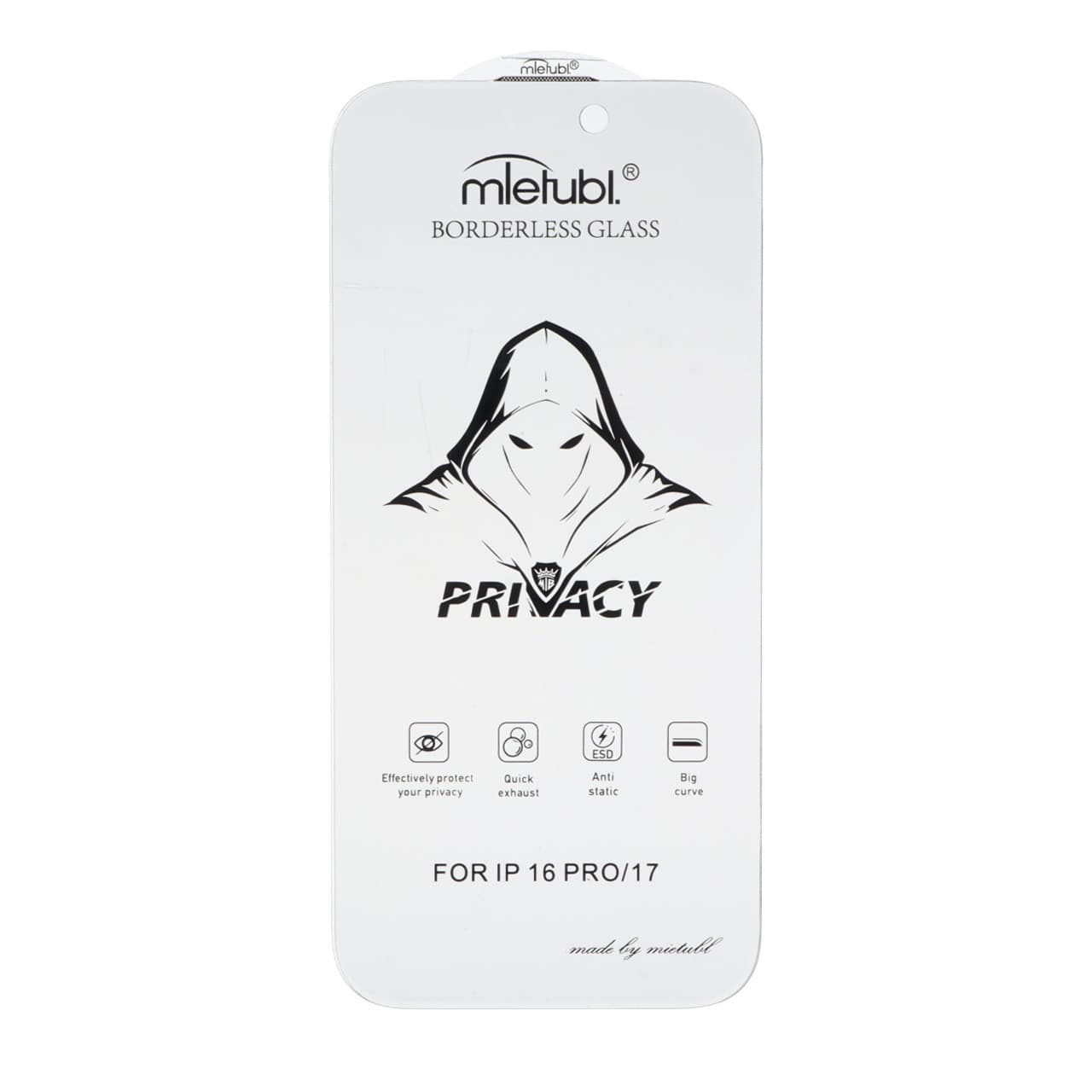 محافظ صفحه نمایش شیشه ای بدون حاشیه Full Cover Mietubl Privacy مدل Apple iPhone 17 / iPhone 16 Pro