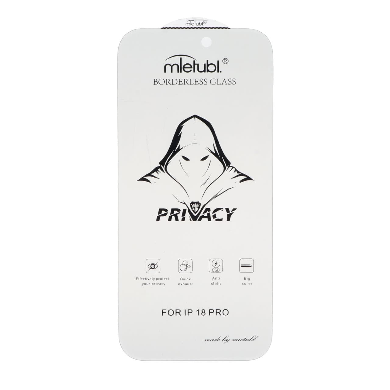 محافظ صفحه نمایش شیشه ای بدون حاشیه Full Cover Mietubl Privacy مدل Apple iPhone 18 Pro