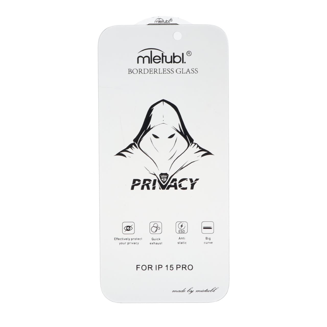 محافظ صفحه نمایش شیشه ای بدون حاشیه Full Cover Mietubl Privacy مدل Apple iPhone 15 Pro