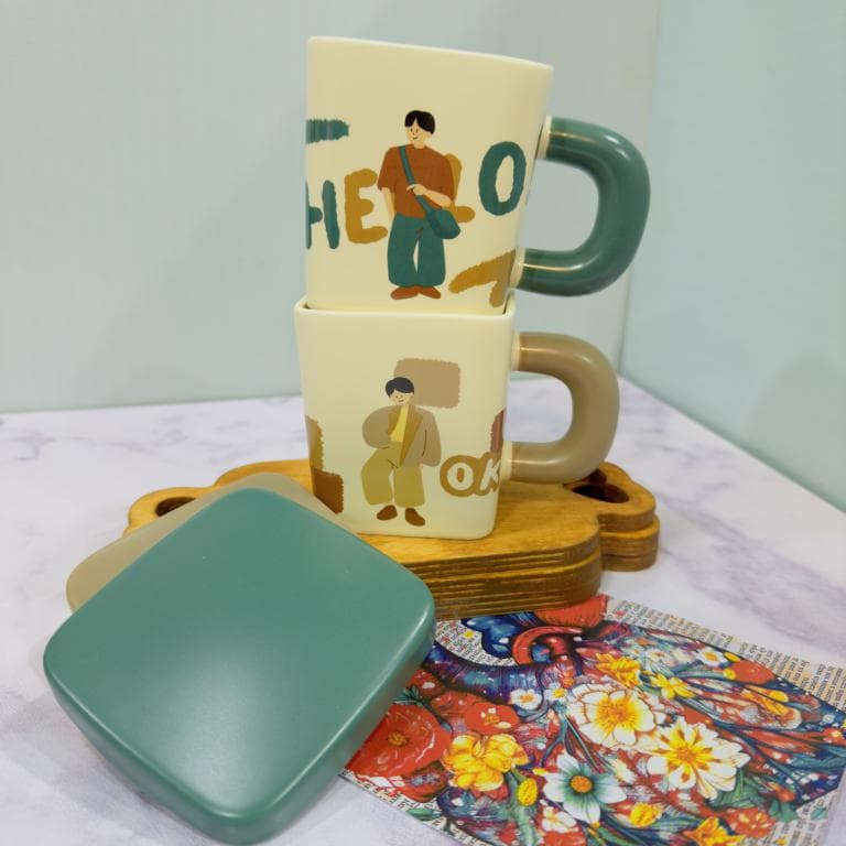 ماگ فانتزی طرح دختر و پسر در مربعی کد 2054