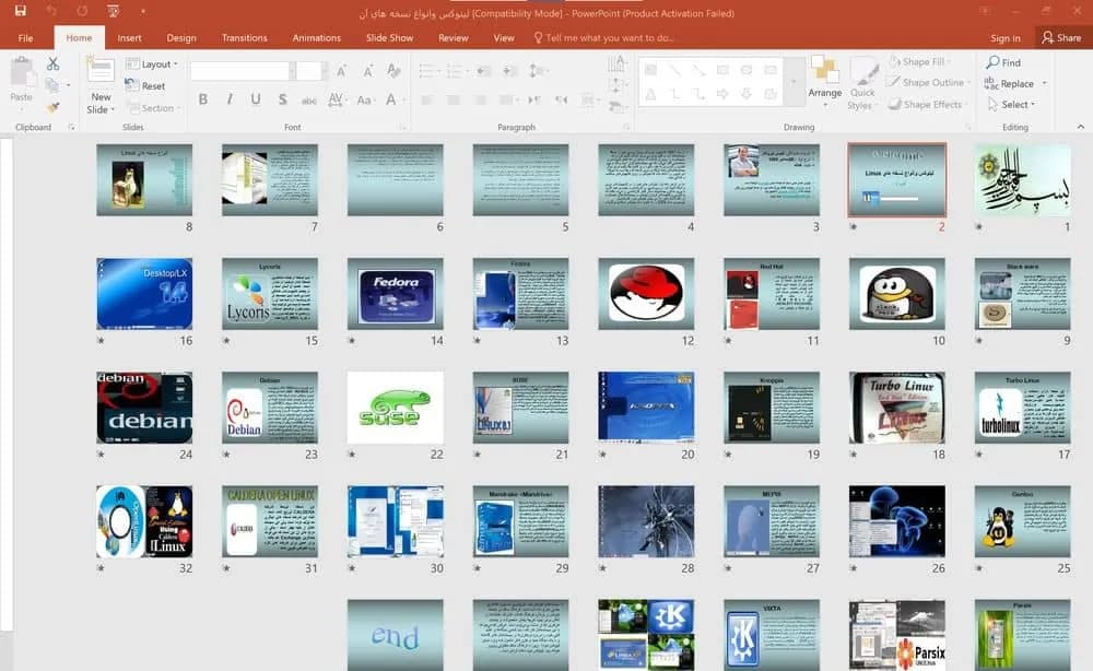 پاورپوینت لینوکس و انواع نسخه های Linux
