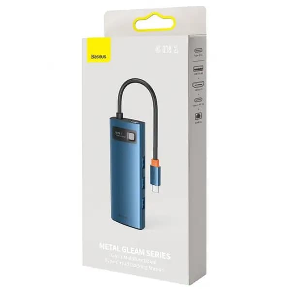 هاب 6 پورت 100 وات بیسوس مدل Baseus Metal Gleam 6 in 1 CAHUB-CW0G Multifunctional Type-C HUB 100W — تصویر ۸