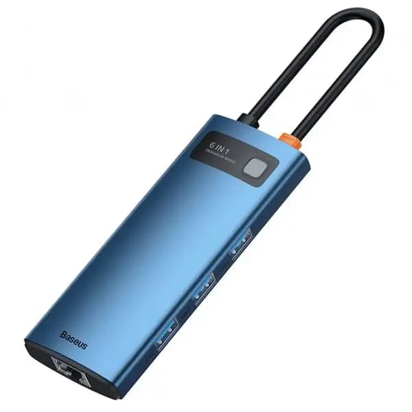 هاب 6 پورت 100 وات بیسوس مدل Baseus Metal Gleam 6 in 1 CAHUB-CW0G Multifunctional Type-C HUB 100W — تصویر ۵