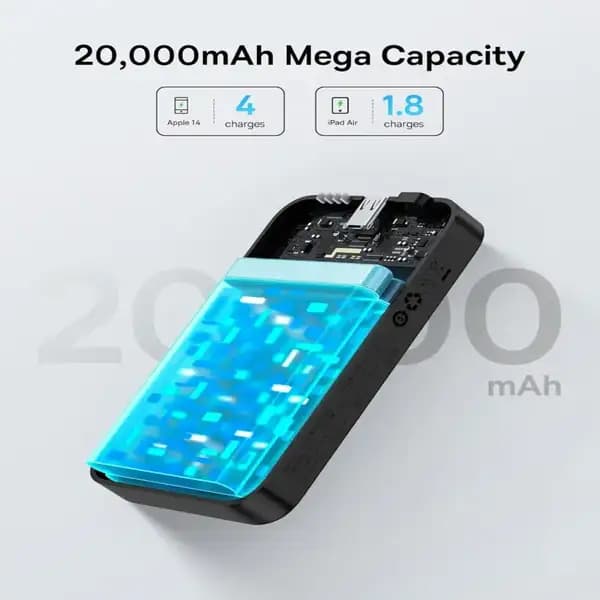 پاوربانک وایرلس 15 وات 20000 هزار 20 وات بیسوس مدل Baseus EnerFill FM41 Mini Magnetic E0027U01 — تصویر ۶