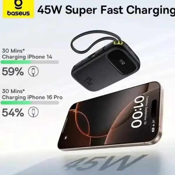 پاوربانک 45 وات 20000 هزار با کابل متصل بیسوس مدل Baseus Qpow 3 Enerfill FC31 PPQD3-2045L — تصویر ۸