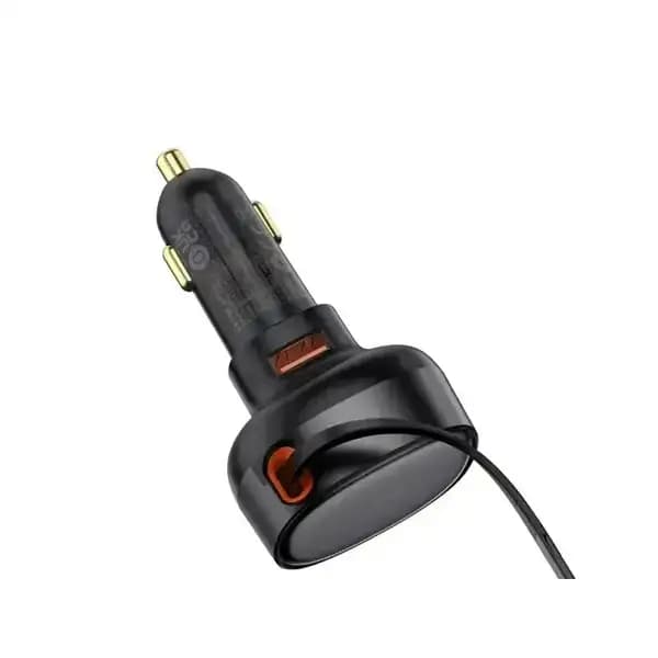 شارژر فندکی 60 وات بیسوس مدل Baseus Enjoyment Pro Car Charger U+Retractable Type-C — تصویر ۳