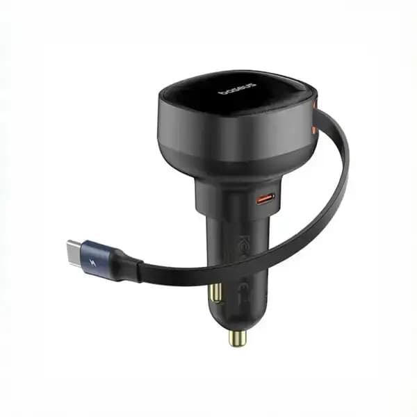 شارژر فندکی 60 وات بیسوس مدل Baseus Enjoyment Pro Car Charger U+Retractable Type-C