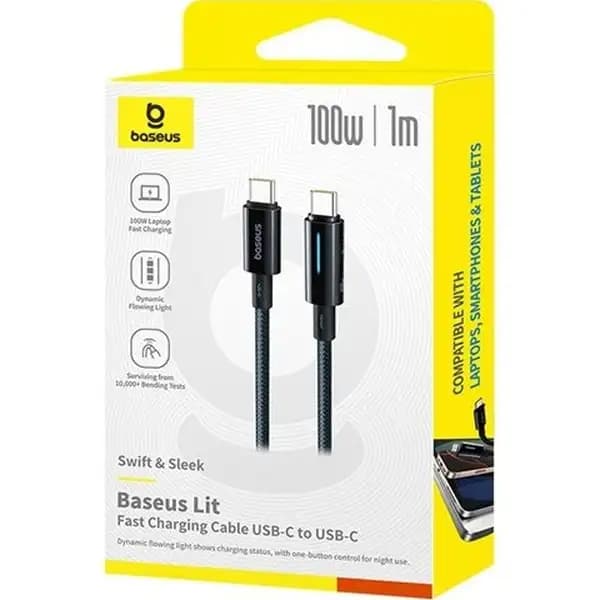 کابل شارژ 100 وات تایپ سی طول 1 متر بیسوس مدل Baseus Lit 100W P10379000121 — تصویر ۴