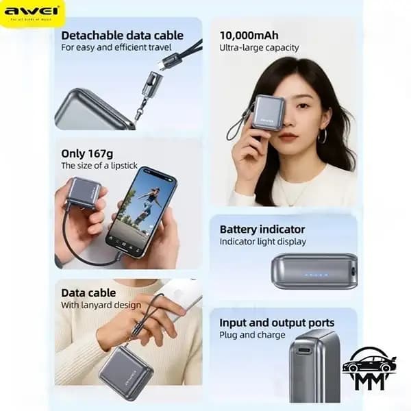 پاوربانک 10000 هزار 22.5 وات اوی مدل Awei PA-5 — تصویر ۴