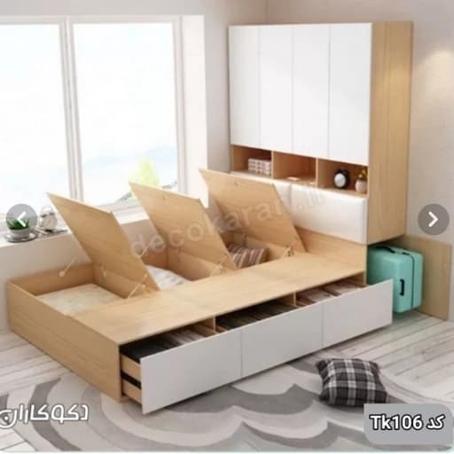 تخت خواب دونفره همراه با کتابخانه F40057 مبلمان فرنا مدل 1144151
