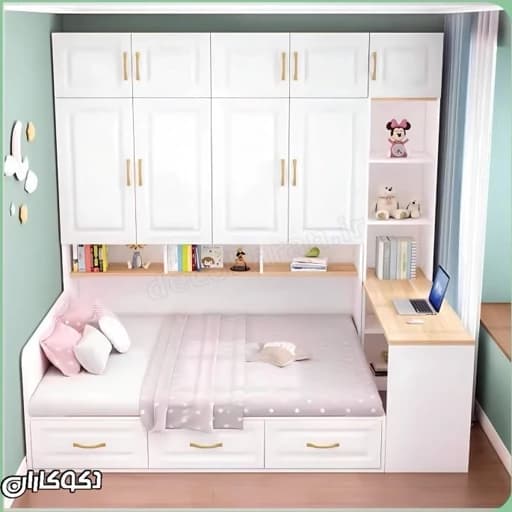 تخت خواب همراه با کمد لباس F40038 مبلمان فرنا مدل 1144132