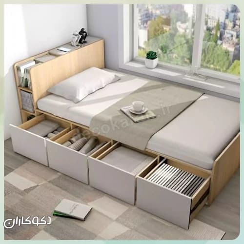 تخت خواب یک نفره کشودار F863 مبلمان فرنا مدل 1144129
