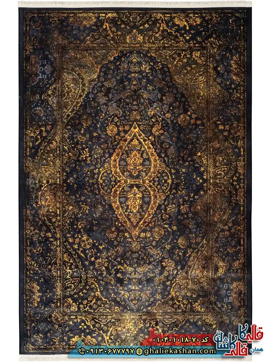فرش سنتی وینتیج 1000 شانه طرح اشکی کرمان زمینه طوسی دودی کاشان — تصویر ۲