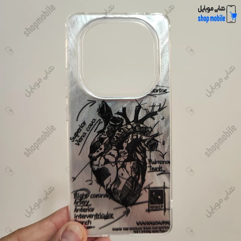 قاب گوشی شیائومی ردمی نوت 14 پرو 5G / نوت 14 پرو پلاس / پوکو X7 (کاور IMD براش طرح آناتومی قلب Silver)