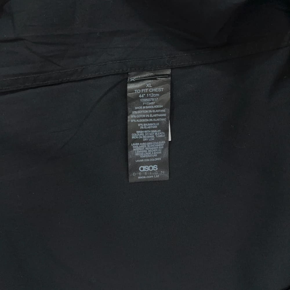 پیراهن مردانه مشکی ASOS یقه دیپلمات XL (L ایران) — تصویر ۵