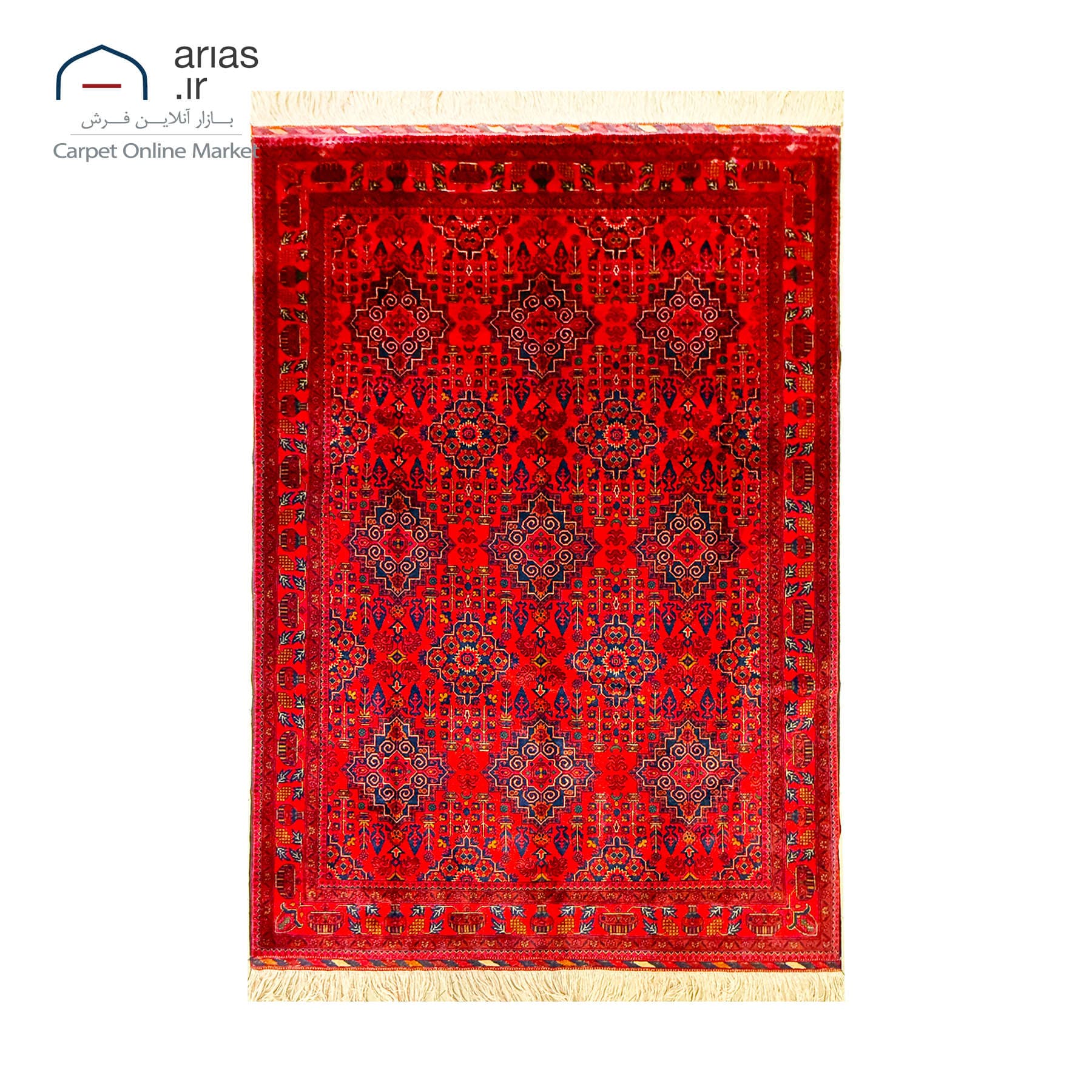 فرش دستباف 4 متری نقشه خانمحمدی کرک مرینوس زمینه لاکی بافت افغان کد D07169A