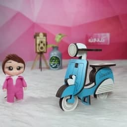 ماکت موتور وسپا بزرگ- موتور اسباب بازی- ماکت چوبی-موتور چوبی-ماکت موتور باربی -ماکت گلدونه — تصویر ۲