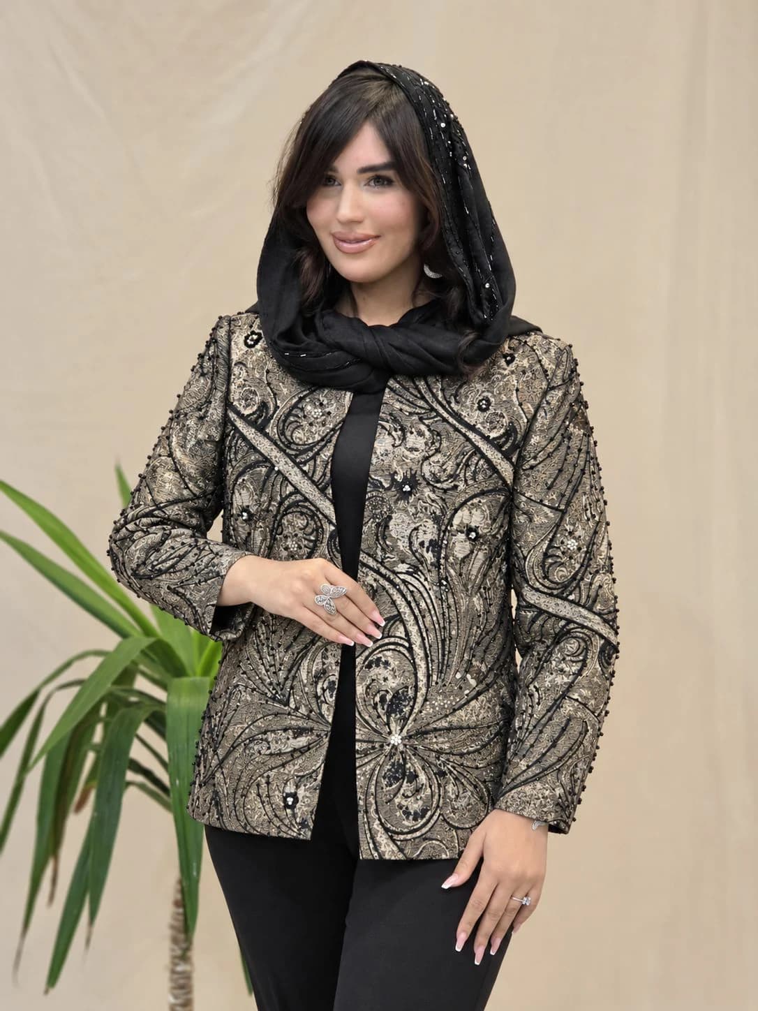 کت مجلسی ژاکارد مدل آیلین مشکی کد_3032