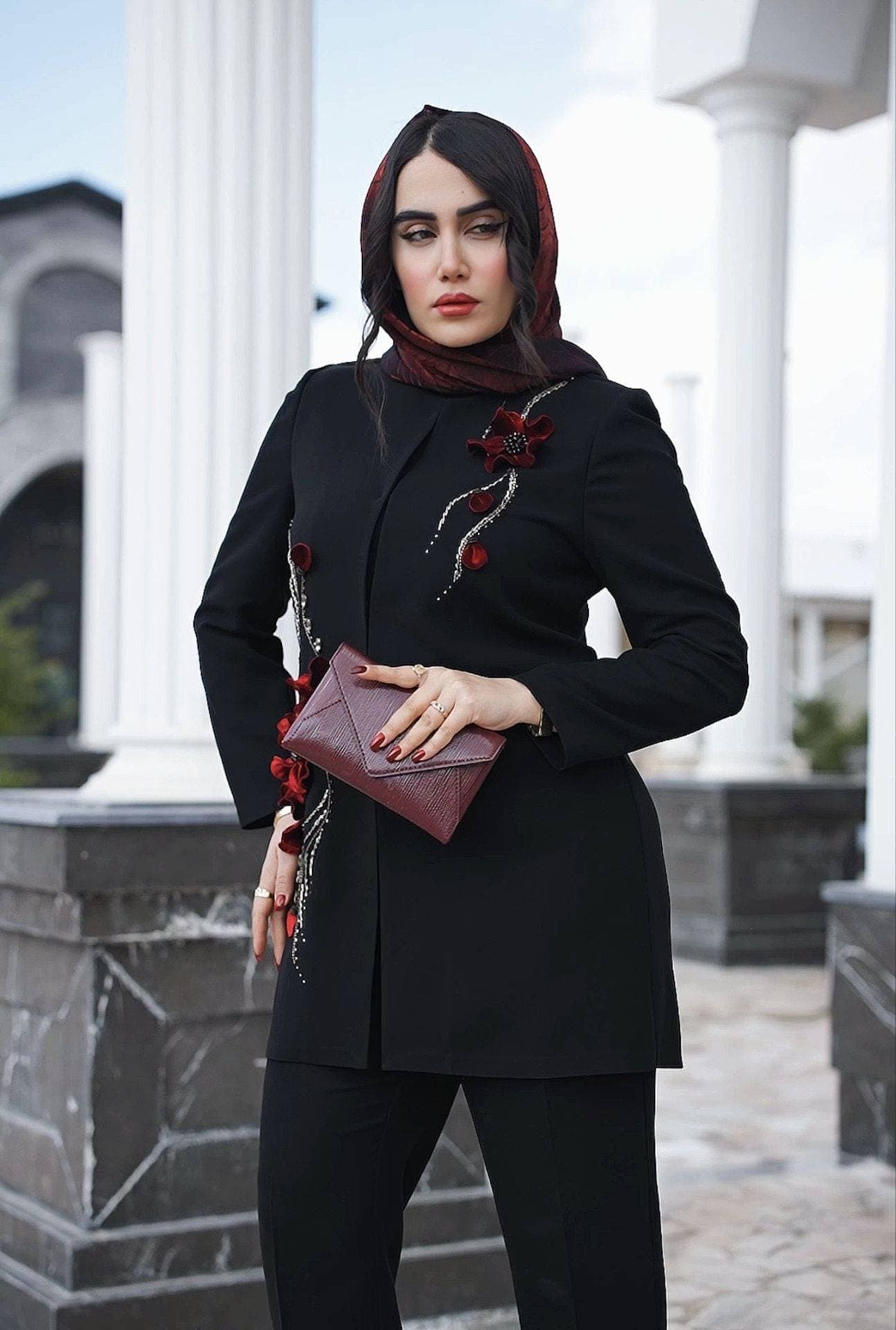کت کرپ مجلسی مشکی ترلان_کد3018 — تصویر ۳