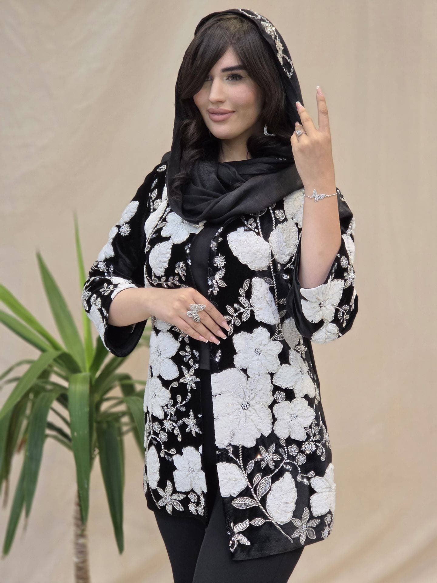 کت کرپ مجلسی گل برجسته_کد2092