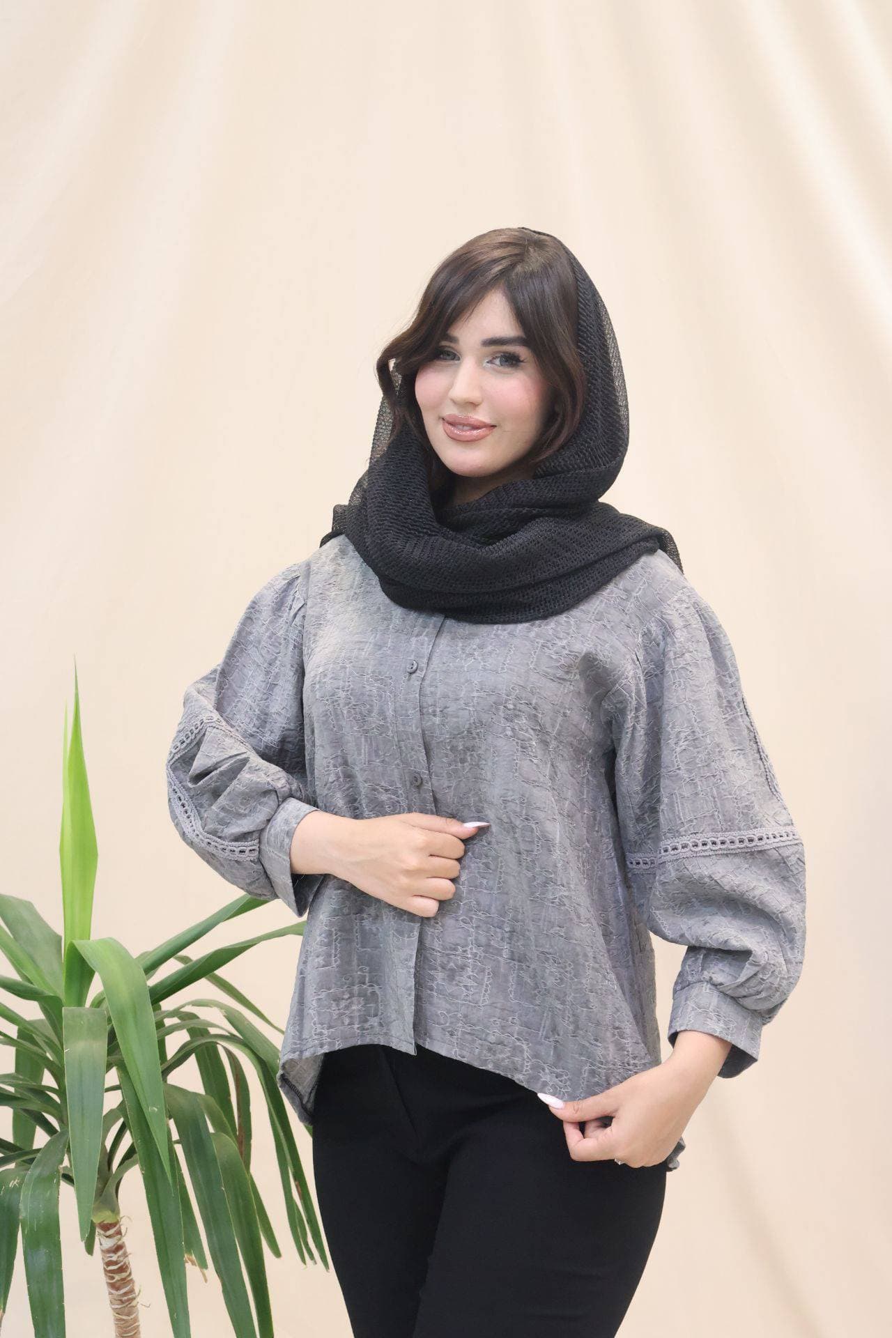شومیز لنین آبی روشن اسکار_کد2067 — تصویر ۳