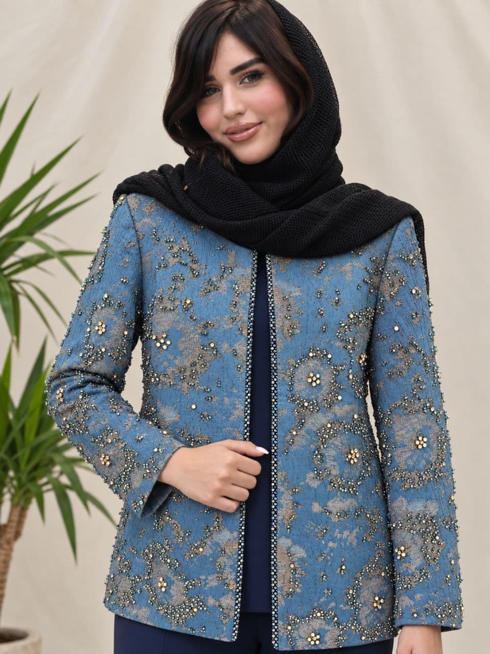 کت ژاکارد جواهردوزی طرح انار کد_1079