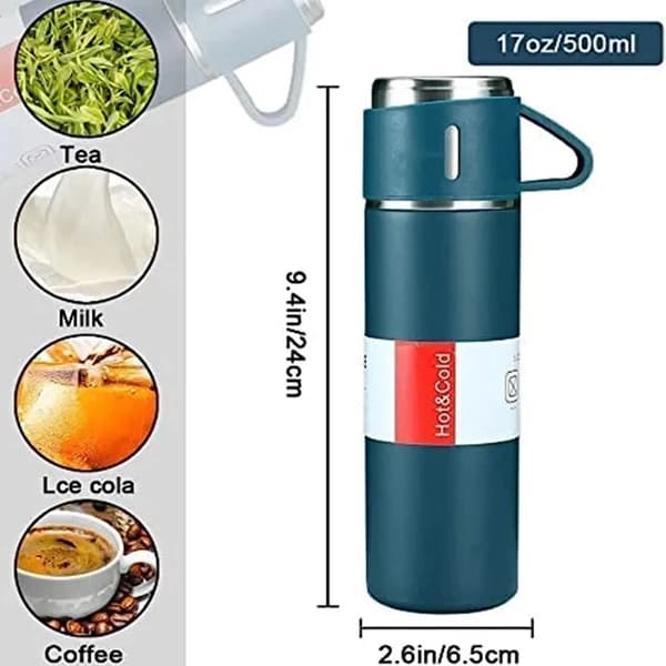 فلاسک مدل 3 کاپ VACUUM گنجایش 0.5 لیتر به همراه لیوان مجموعه 3 عددی — تصویر ۷