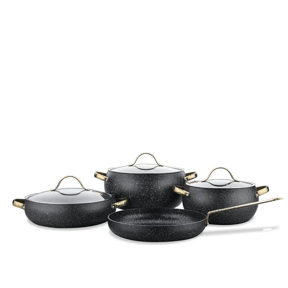 سرویس قابلمه 7 پارچه گرانیتی کرکماز مدل بریلا A2610 ا KORKMAZ Berilla 7 Piece Cookware Set A2610