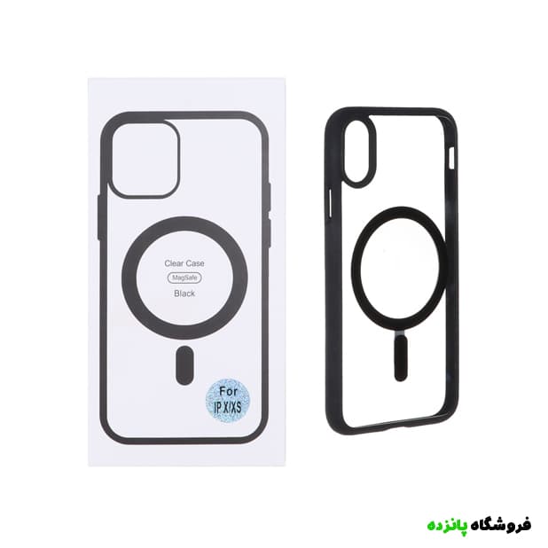 قاب شفاف آیفون X با قابلیت شارژ مگ سیف – مشکی