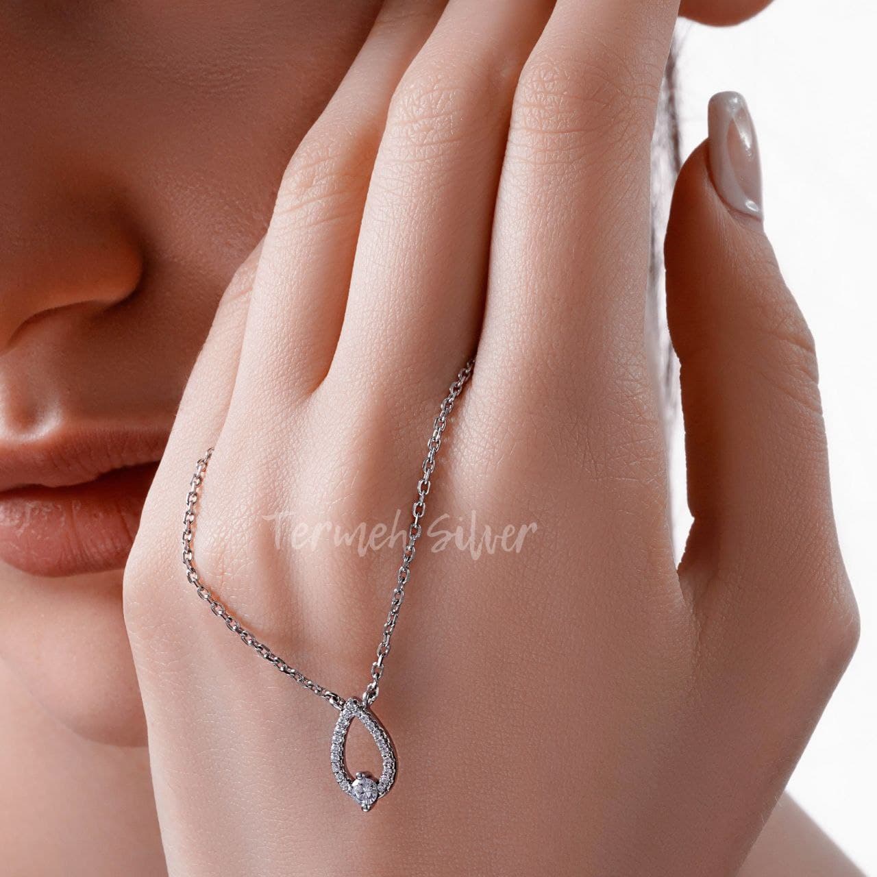 گردنبند نقره اشک میکرو با زنجیر MT 1262
