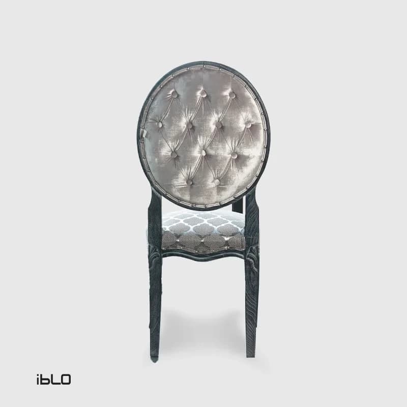 صندلی چوبی نئوکلاسیک لاپند (طوسی طرح دار) — تصویر ۲