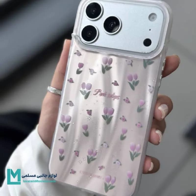 قاب گوشی دخترانه گل لاله صورتی کد C3039 | لوازم جانبی مسلمی