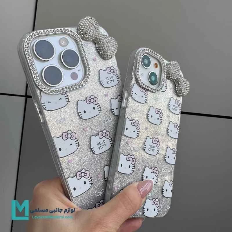 قاب گوشی فانتزی کیتی با پاپیون نگین‌دار کد C3028 | لوازم جانبی مسلمی — تصویر ۳