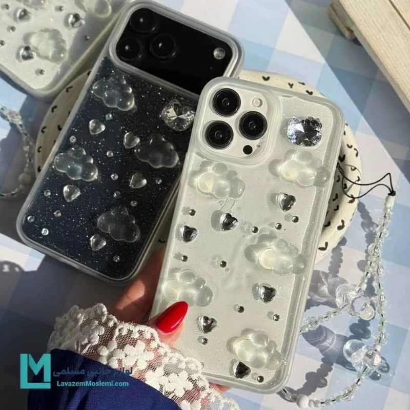 قاب گوشی فانتزی ابر شاینی آویزدار کد C2097 | لوازم جانبی مسلمی