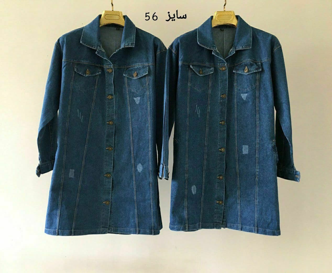 مانتو جین ضخیم مناسب فصل تهیه شده از پارچه اصلی جین 100٪ نخ جین رنگ ثابت بدون آبرفت — تصویر ۲