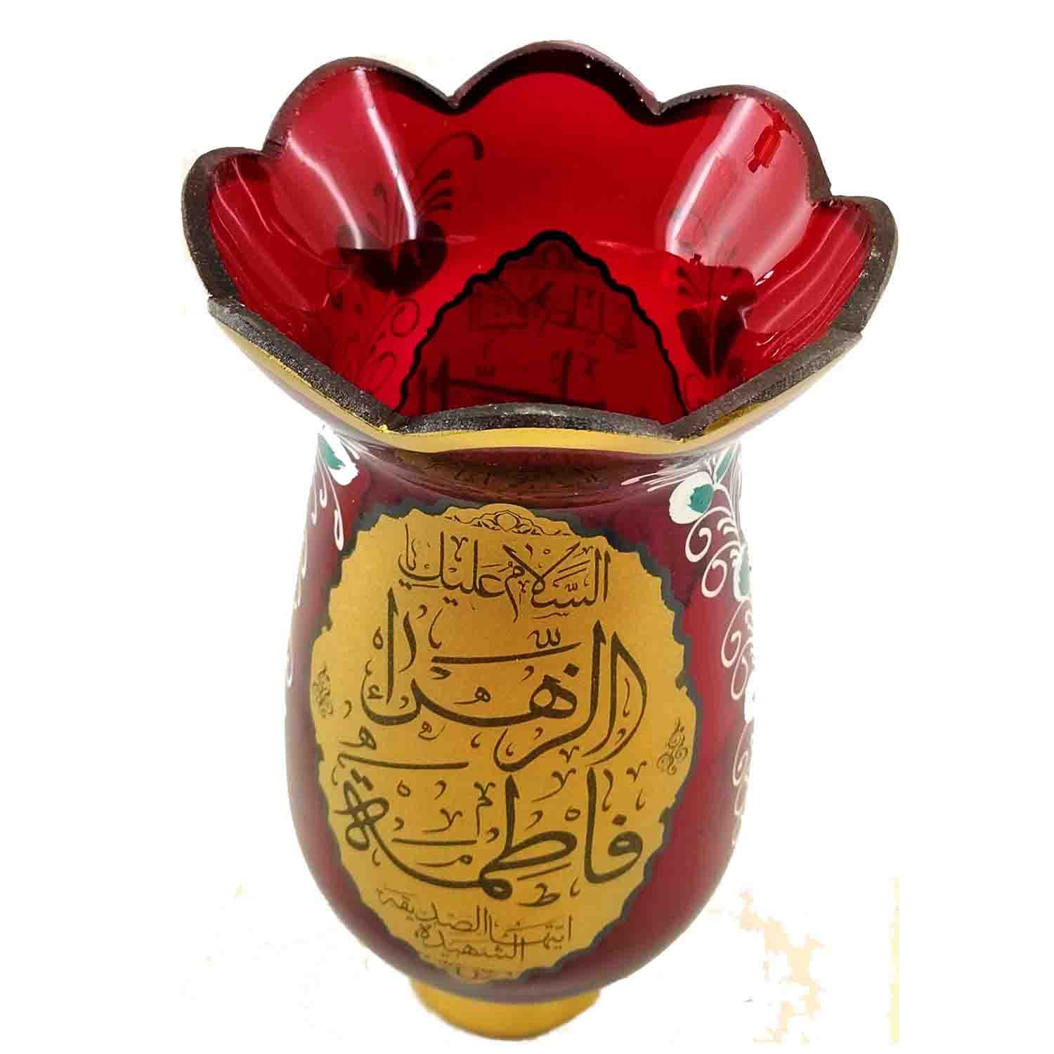 لاله شمعدانی کوچک ارتفاع 46 قطر دهانه 11-قرمز یا اباالفضل العباس ع و یا فاطمه الزهرا س-کنار منبری هیئت کد 103255 — تصویر ۴