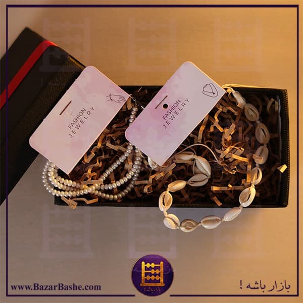 کارت دوکاره تاشو دستبندی/گردنبندی صورتی بسته 100 عددی — تصویر ۲