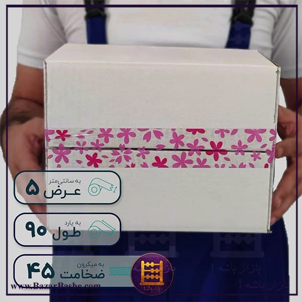 چسب پهن ۴۵ میکرون طرح گل (۵ × ۹۰ یارد) — تصویر ۴