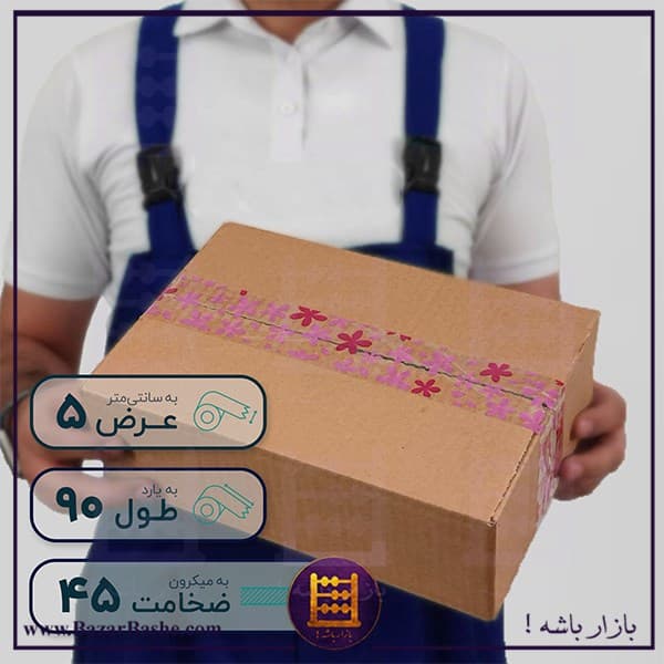 چسب پهن ۴۵ میکرون طرح گل (۵ × ۹۰ یارد) — تصویر ۵