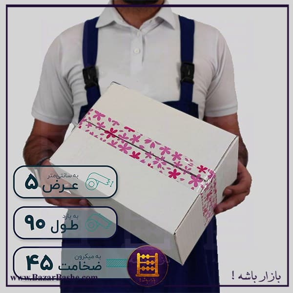چسب پهن ۴۵ میکرون طرح گل (۵ × ۹۰ یارد) — تصویر ۲