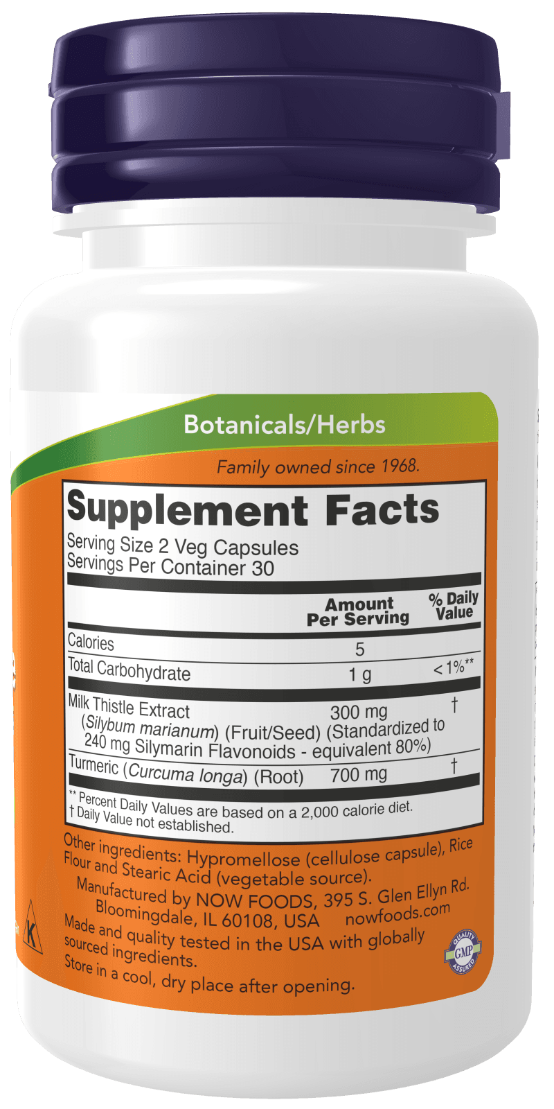 NOW Foods Milk Thistle Extract with Turmeric 150mg 120 Veg Capsules — تصویر ۳