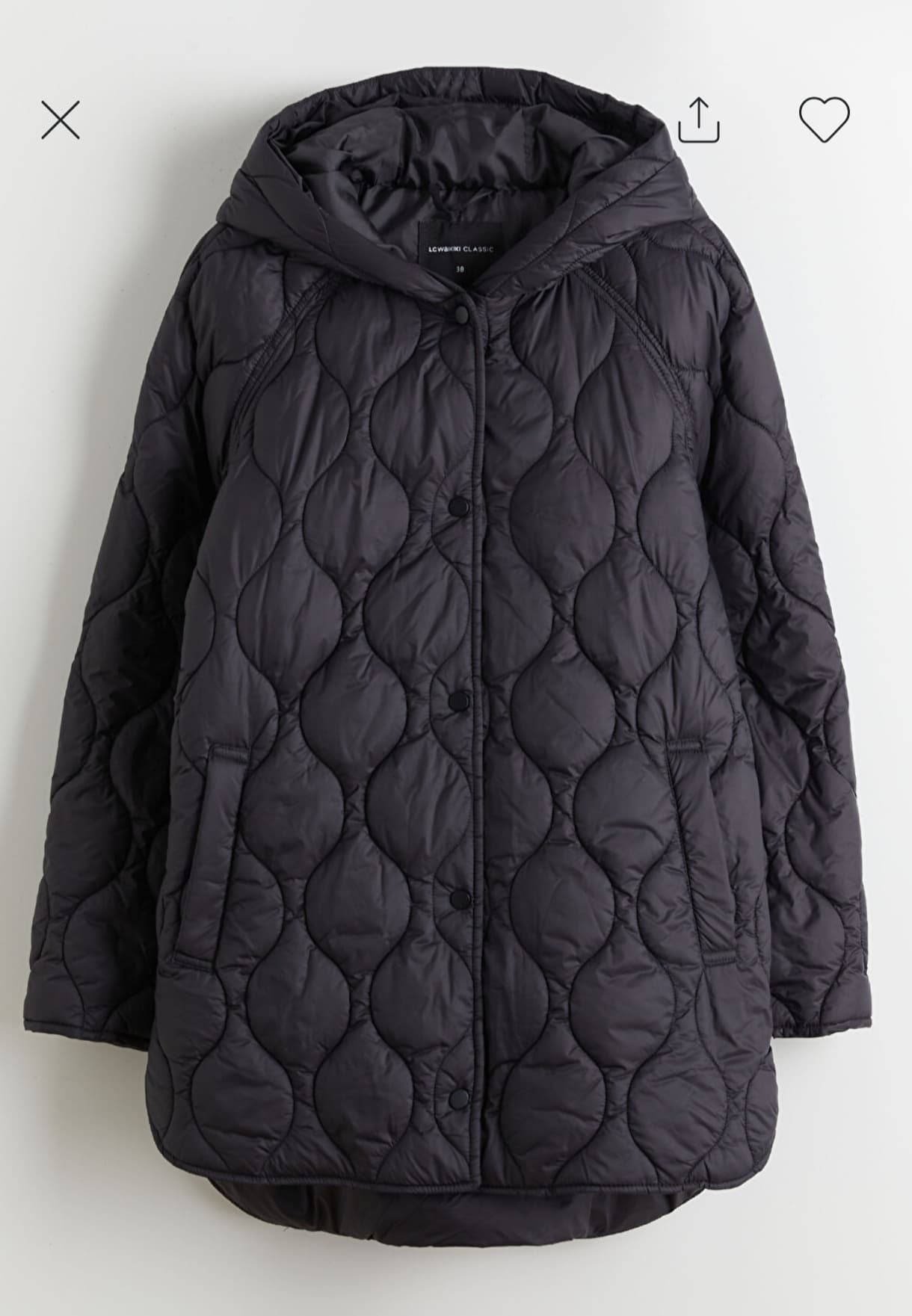 کاپشن کلاه‌دار زنانه LC Waikiki مشکی مات طرح لوزی‌دوزی (Quilted) — تصویر ۶