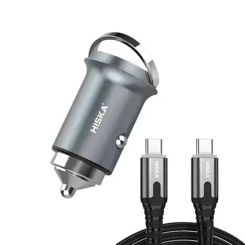 شارژر فندکی هیسکا مدل HISKA HCC306 به همراه کابل تبدیل USB-C