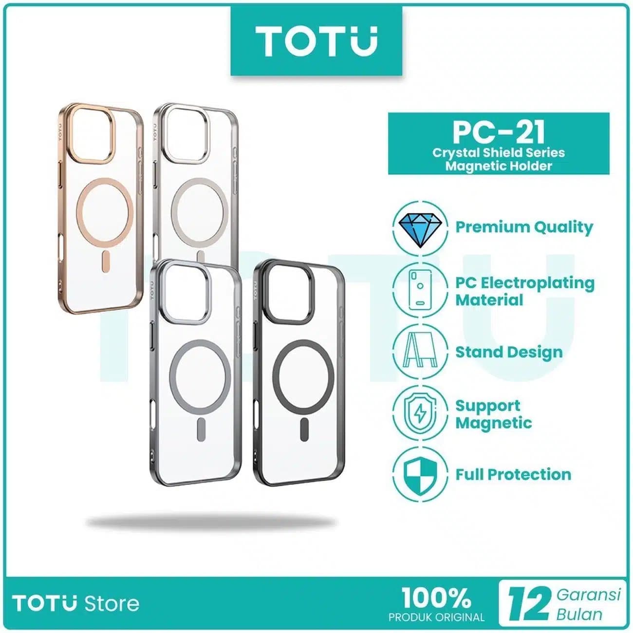 قاب مگ سیف آیفون 16 پرو توتو TOTO مدل PC21 — تصویر ۵